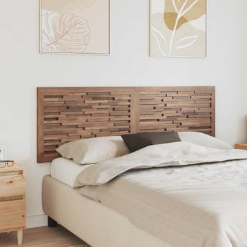 vidaXL Bed Hoofdbord Naturel Massief Teakhout, Huis en Inrichting, Slaapkamer | Bedden, Verzenden, Nieuw, Bruin, Hout