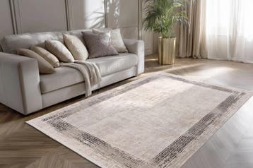 Vintage Vloerkleed | Venezia | Kader | Zilver | 80x150 cm, Verzenden, Nieuw