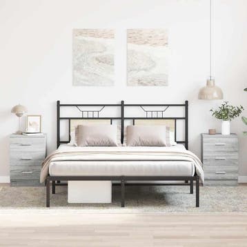 vidaXL Nachtkastjes 2 st 38x35x56 cm bewerkt hout grijs, Huis en Inrichting, Minder dan 45 cm, Verzenden, Nieuw, 55 tot 70 cm