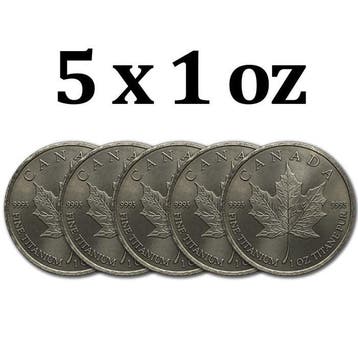 Canada. 5 x 2026 1 oz Titanium Canadian Maple Leaf Round BU