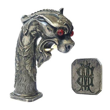 Antique Silver Victorian/Art Nouveau Figural Desk Seal with