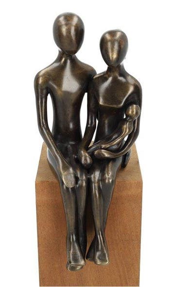 Beeldje - Beeldje - A couple with a baby - Brons - Brons, Antiek en Kunst