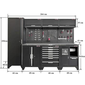Gereedschapskasten set wandlengte 264 cm. tweedeurs lage, Doe-het-zelf en Verbouw, Werkbanken, Ophalen of Verzenden, Nieuw
