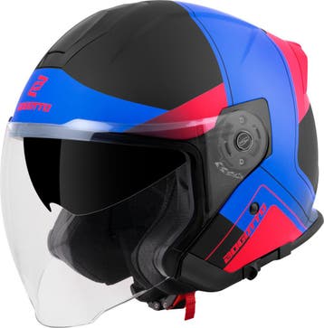 Bogotto H586 City-B Zwart Rood Blauw Jethelm, Jethelm, XXL, Nieuw met kaartje, Overige merken