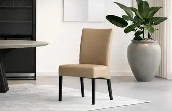Taupe leren eetkamerstoelen, Huis en Inrichting, Stoelen, Nieuw, Leer, Ophalen of Verzenden