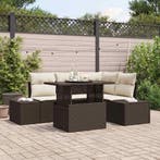 vidaXL Tuin Sofa Set met kussen met opslag 5 pcs Bruin poly, Tuin en Terras, Tuinsets en Loungesets, Verzenden, Nieuw, Rotan, 5 zitplaatsen