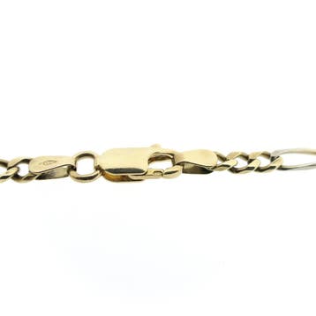 8 karaat bicolor Figaro schakelketting, Ophalen of Verzenden, Gebruikt, Overige kleuren, Goud