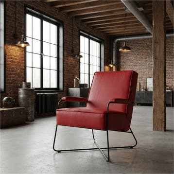 Leren fauteuil Hope - Toledo Ducati (rood), Nieuw, Ophalen of Verzenden, Eigentijds, Industrieel, Modern, Scandinavisch, 50 tot 75 cm