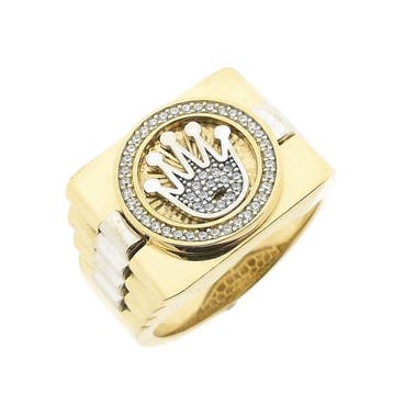 Bicolor gouden Rolex presidentbandring met zirconia; Heren, Gebruikt, 20 of groter, Heer, Ophalen of Verzenden