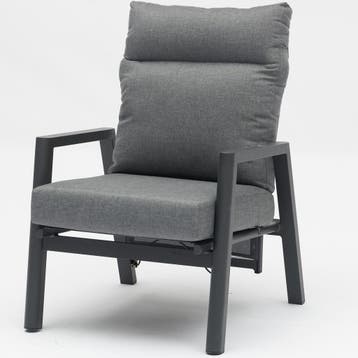 Caribbean verstelbare lounge tuinstoel aluminium dark grey, Tuin en Terras, Tuinstoelen, Ophalen of Verzenden, Nieuw, Aluminium
