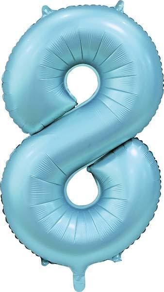 Folie Ballon Cijfer 8 Satin licht blauw 86 cm, Verzenden, Nieuw, Feestartikel, Verjaardag