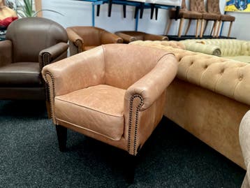Chesterfield Maarsen  2x Camel Leren Chesterfield Club Chair, Huis en Inrichting, Ophalen, Zo goed als nieuw, Leer, Chesterfield