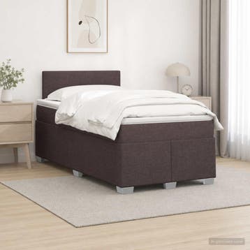 vidaXL Boxspring Bed met Matras en LED Donkerbruin 120 x 190, Verzenden, Nieuw, Twijfelaar, Bruin