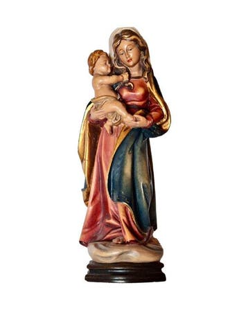 Val Gardena - Sculptuur - Madonna met Kind - 30 cm - Hout -