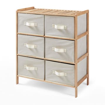 Ladekast Maldon met stoffen lades 79x66x35 cm naturel en bei, Verzenden, Nieuw