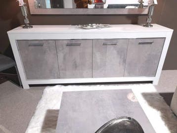 Dressoir Marknesse 4 Deurs Wit/Marmer - dressoirs, Nieuw, Overige materialen