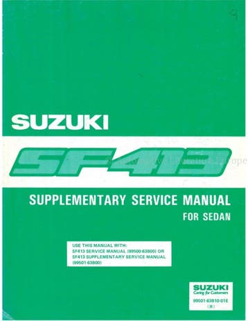 1989 SUZUKI SWIFT SEDAN (SUPPLEMENTT) WERKPLAATSHANDBOEK