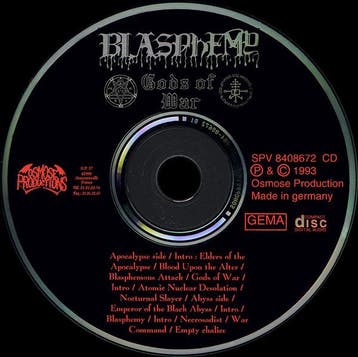 Blasphemy – Gods Of War (CD, 1993), Ophalen of Verzenden, Gebruikt