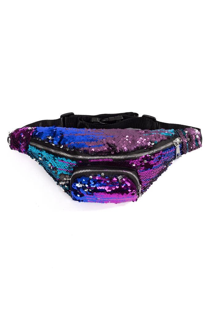 Paars Blauw Sequin Heuptas Omkeerbare Pailletten Heuptasje F, Sieraden, Tassen en Uiterlijk, Tassen | Damestassen, Overige typen