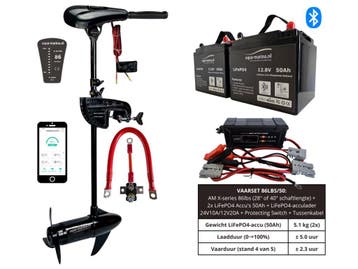 Vaarset 86lbs 24V – Dubbele Accu en Fluistermotor Set, Watersport en Boten, Minder dan 5 pk, Elektrisch, Nieuw, Ophalen of Verzenden