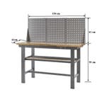 Werkbank grijs 150 cm met hardhouten blad + gereedschapsbord, Doe-het-zelf en Verbouw, Werkbanken, Ophalen of Verzenden, Nieuw