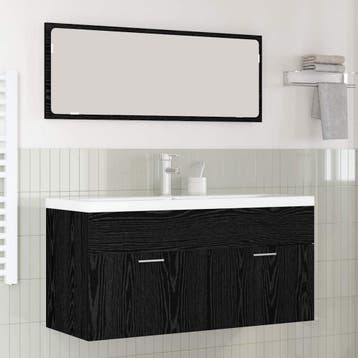 vidaXL Badkamerkast Zwart Eiken 100 x 38,5 x 46 cm Bewerkt, Verzenden, Nieuw, (Half)hoge kast