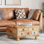 vidaXL Salontafel 70x70x38 cm gerecycled hout, 50 tot 100 cm, Verzenden, Nieuw, 50 tot 100 cm