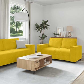 vidaXL 2-delige Loungeset met kussens fluweel geel, Verzenden, Nieuw, Vierpersoons of meer, Stof
