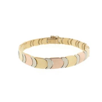 Tricolor gouden schakel armband (Schakelarmband), Ophalen of Verzenden, Gebruikt, Goud, Goud