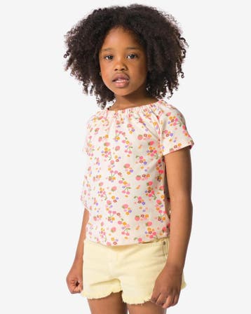 HEMA Kinder T-shirt jersey aardbeien ecru, Verzenden, Nieuw