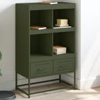 vidaXL buffetkast 68x39x111,5 cm staal olijfgroen, Verzenden, 100 tot 150 cm, Nieuw, 50 tot 100 cm