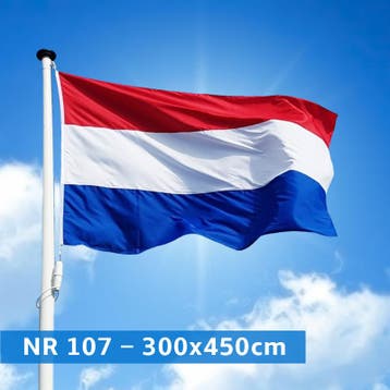 NR 107: Nederlandse vlag 300x450 cm standaard blauw, Nieuw