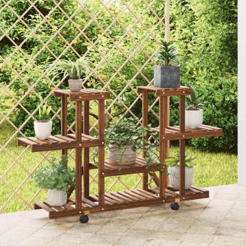 vidaXL Plantenstandaard met wielen 110x25x78 cm massief, Verzenden, Nieuw