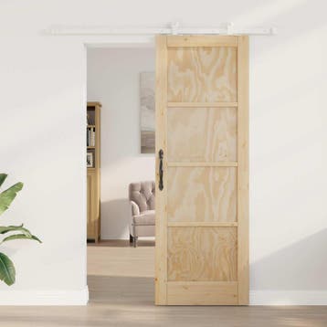 vidaXL Schuifdeur 73,5 x 211 cm Bewerkt hout Natuurlijk en, Verzenden, Nieuw