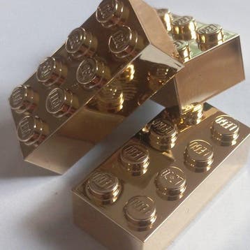 Lego Stenen - Classic - 100x Lego bricks 2x4 in Chrome Gold, Nieuw