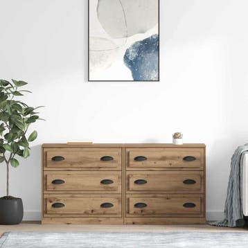 vidaXL Dressoirs 2 st Artisan Eiken 70 x 35,5 x 67,5 cm, Verzenden, Nieuw, 50 tot 100 cm, 25 tot 50 cm