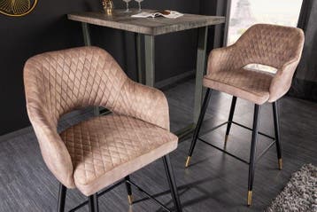 Design barkruk PARIS grijs fluweel met decoratieve quilting, Ophalen of Verzenden, Nieuw