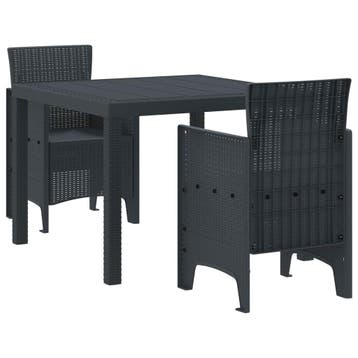 vidaXL Tuin Eetset 3 pcs Antraciet Polypropyleen, Verzenden, Nieuw, 3 zitplaatsen