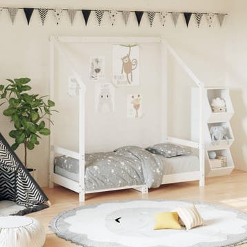 vidaXL Kinderbedframe 70x140 cm massief grenenhout wit, Kinderen en Baby's, Kinderkamer | Bedden, Verzenden, Nieuw