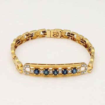 Armband - 14 karaat Geel goud Saffier - Diamant, Nieuw