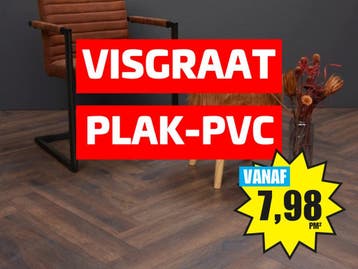 FABRIEKSLEEGVERKOOP | Donker eiken visgraat plak-PVC, Ophalen of Verzenden, Nieuw, Kunststof, Vloerdelen of -planken