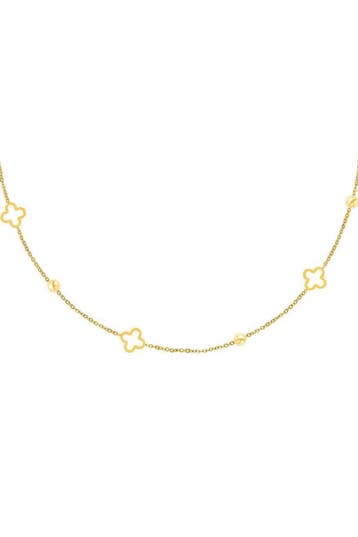 Goudlief Ketting open klavers goud kleur stainless steel, Verzenden, Nieuw, Zilver, Overige materialen