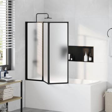 vidaXL Douchescherm Zwart 120 x 2 x 117 cm Aluminium en PP, Verzenden, Nieuw
