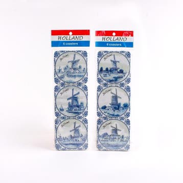 Set van 6 kurk onderzetters delftsblauw | 5478, Ophalen of Verzenden, Nieuw