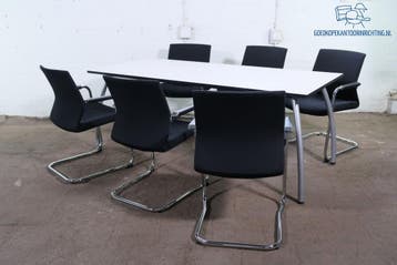 Assenburg vergadertafel ahorn 200x80 cm grijs design frame, Verzenden, Gebruikt