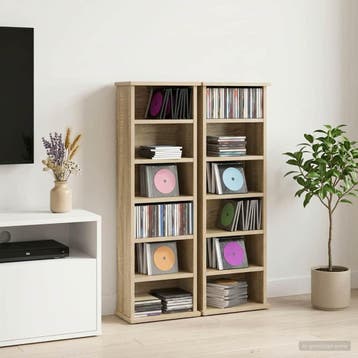 vidaXL CD Kast 2 st Sonoma Eiken 60 x 17 x 92 cm Bewerkt, Verzenden, Nieuw