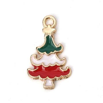 2 x Gold Plated kerst bedel van een kerstboom afm. 20 x12..., Ophalen of Verzenden, Nieuw, Kraal