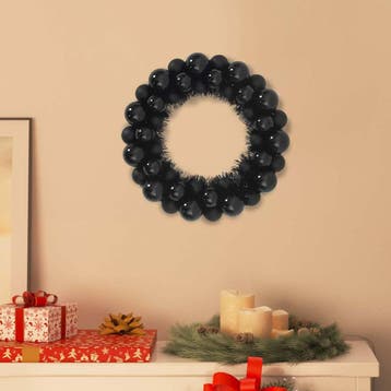 vidaXL Kerstbal Kransen 2 st Zwart 33 x 33 x 7 cm, Verzenden, Nieuw