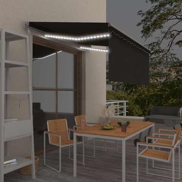 vidaXL Luifel automatisch met gordijn LED windsensor 3x2,5 m, Verzenden, Nieuw