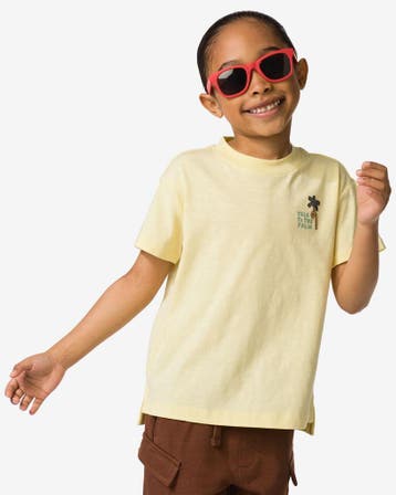 HEMA Kinder T-shirt palm lichtgeel, Verzenden, Nieuw